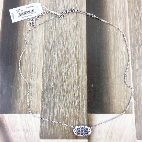 Kendra Scott Elisa platinum drusy silver necklace - Picture 3 of 3
